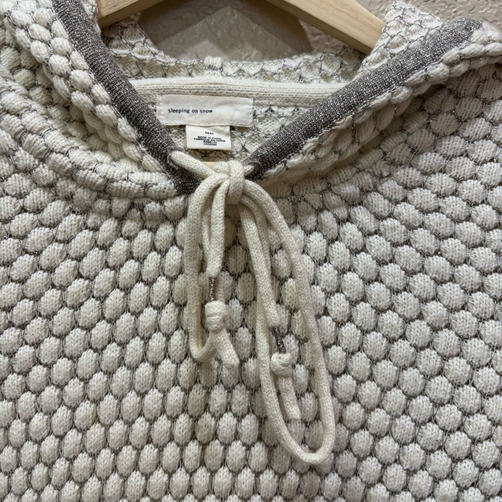 Anthropologie | Sleeping on Snow Hooded Knit Sweater Soft Cotton Angora Blend - Picture 6 of 11